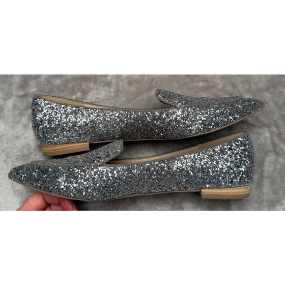 Sole Society Cammila Silver Glitter Pointed Toe Loafer Flats Womens Size 9 - Picture 4 of 8
